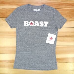 BOAST T-shirt Women XS Heather Grey Wordmark Tri-Blend USA Tennis LeafLogo